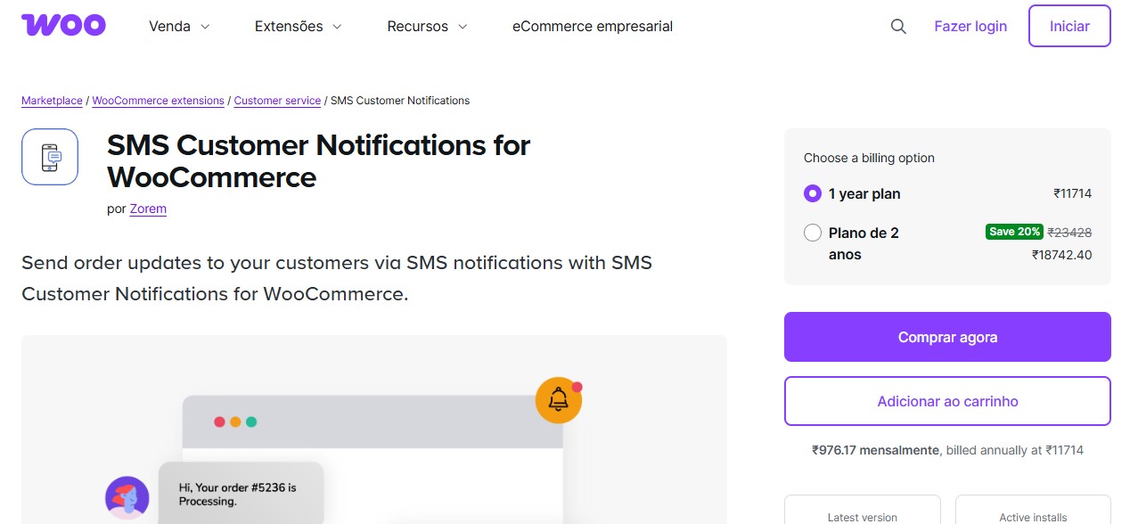 SMS Customer Notifications for WooCommerce