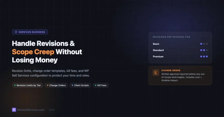 How to handle project revisions and scope creep on an online services site - revision tier chart and change order framework