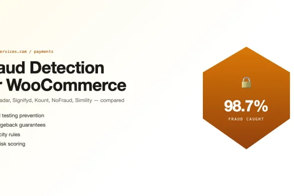 Fraud detection tools for WooCommerce with shield visual and 98.7 percent caught stat