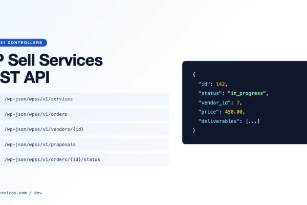 WP Sell Services REST API endpoint list with JSON response example for mobile app developers