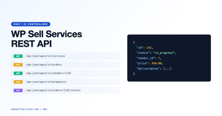 WP Sell Services REST API endpoint list with JSON response example for mobile app developers