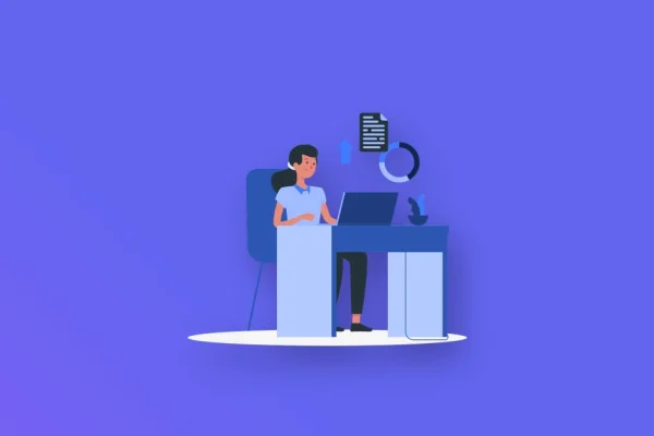Freelancer working at a desk, representing a service marketplace considering a community feature