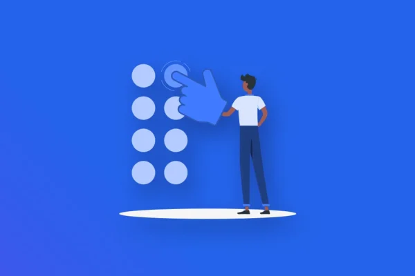 Illustration of a person choosing between options, representing the decision between community and marketplace