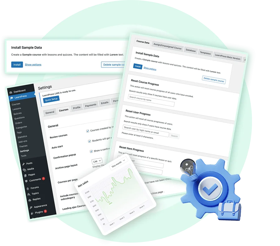 LearnPress's admin dashboard