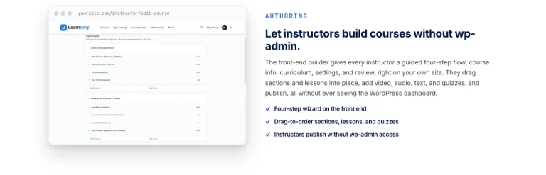 LMS for digital products: Learnomy drag and drop course builder used to add a course next to a seller existing templates and ebooks